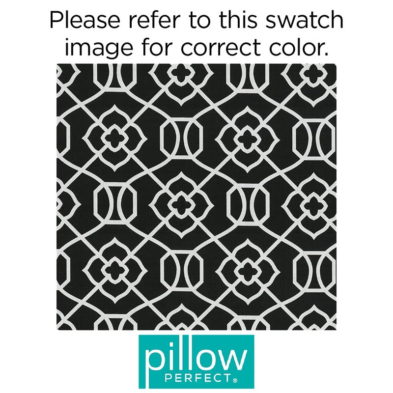 Pillow Perfect Trellis Indoor/Outdoor Tufted Wicker Seat Cushion, 2 Count, 19 x 19, Black Kirkland Black - Image 2